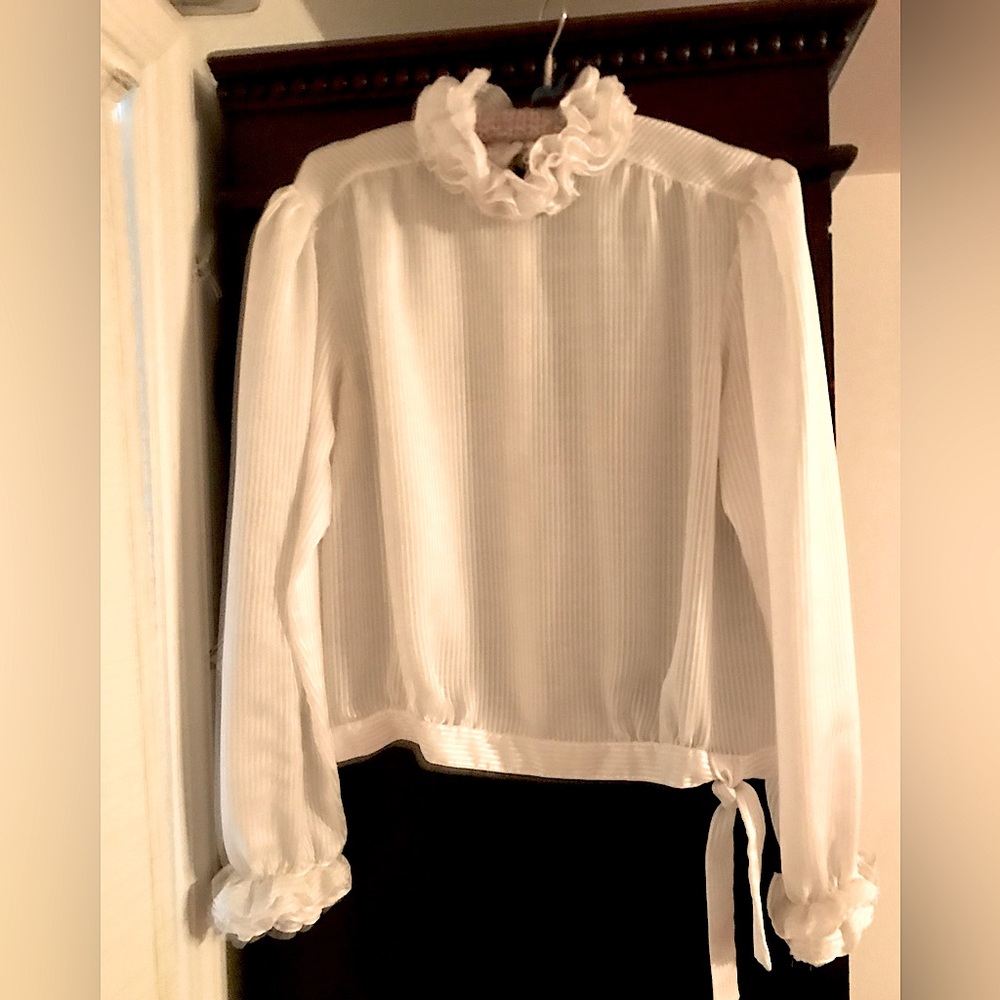Lloyd Williams Vintage ruffled collar and cuffs blouse, sz 10